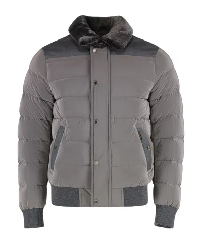 MOORER FAUX-FUR TRIM QUILTED JACKET