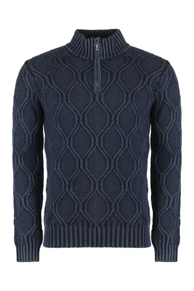Moorer Fedro Turtleneck Wool Pullover In Blue