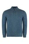 Moorer Fedro Wool Blend Turtleneck Sweater In Blue