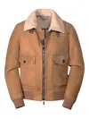 Moorer Fiano-me7 Shearling Collar Pocket Jacket In Brown