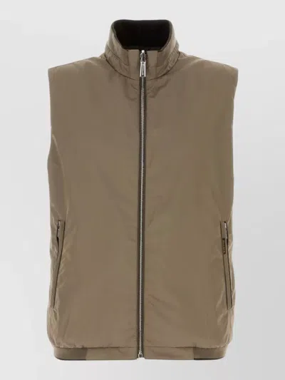 Moorer Fioresi Reversible Polyester Jacket High Collar In Green