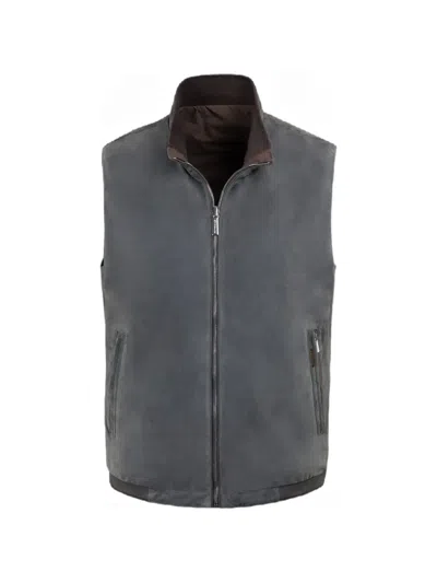 Moorer Fioresi-usk Reversible Gilet In Blue