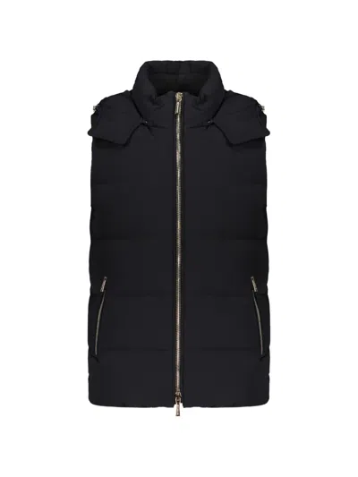 Moorer Fire Hooded Padded Gilet In Blue