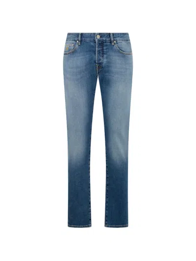 Moorer Five-pocket Jeans In Blue