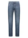 Moorer Dark Blue Jeans In High Quality Denim In Blue