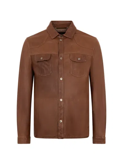 Moorer Flap-pocket Jacket In Brown