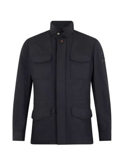 Moorer Flap-pocket Collar Jacket In Blue