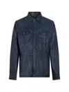 Moorer Flap-pocket Leather Jacket In Blue
