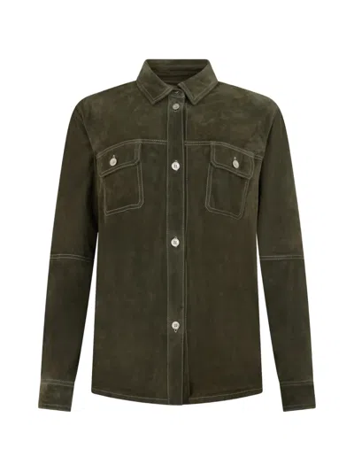 Moorer Flap-pocket Leather Jacket In Green