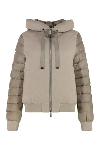 Moorer Flavia Hooded Bomber In Beige