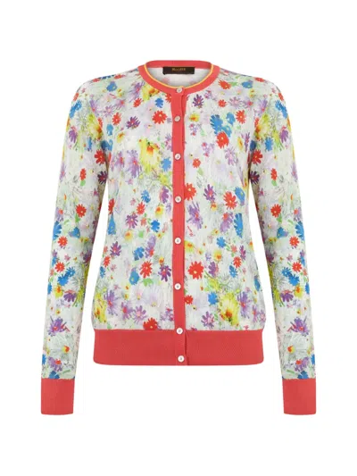 Moorer Floral-print Button-up Cardigan In Multi