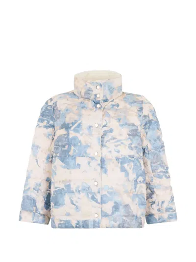 Moorer Floral-print Padded Jacket In Blue