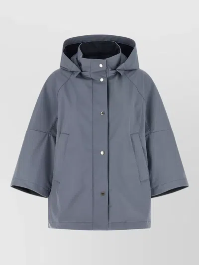 Moorer Florida Hooded Jacket Relaxed Fit In Blue