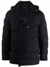 Moorer High Neck Double-breasted Parka With Detachable Hood In Black