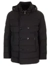 Moorer Double-breasted Hooded Quilted Down Jacket In Black