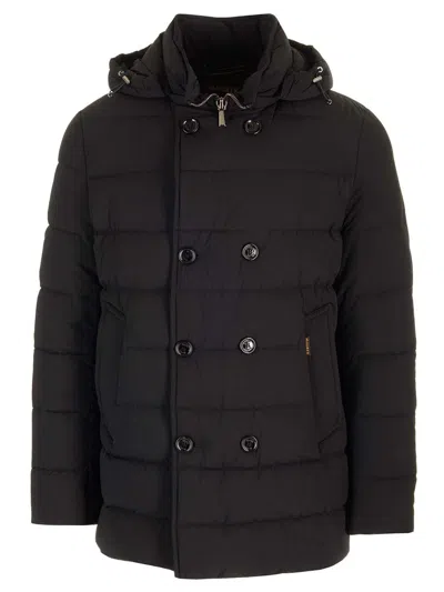 Moorer Florio-kn 2 Petti Cappuccio Trapunta Microf Coats Black