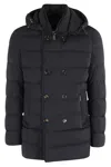 Moorer Double-breasted Hooded Quilted Down Jacket In Black