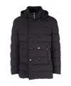 Moorer Double-breasted Hooded Quilted Down Jacket In Black