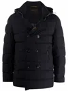 Moorer High Neck Double-breasted Parka With Detachable Hood In Blue