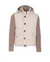 Moorer Quilted Jacket Hood Knitted Sleeves In Neutral