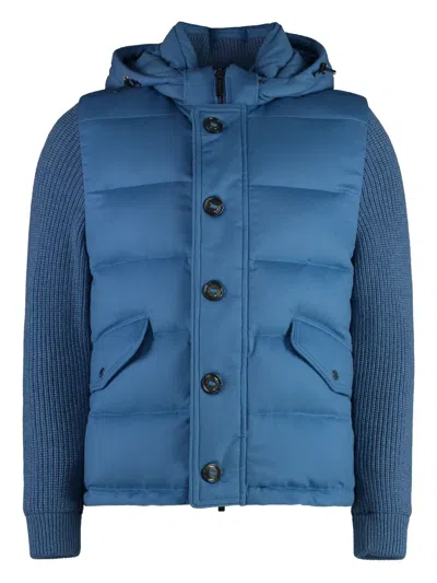 Moorer Foscolo Hooded Knitted-sleeve Puffer Jacket In Multi