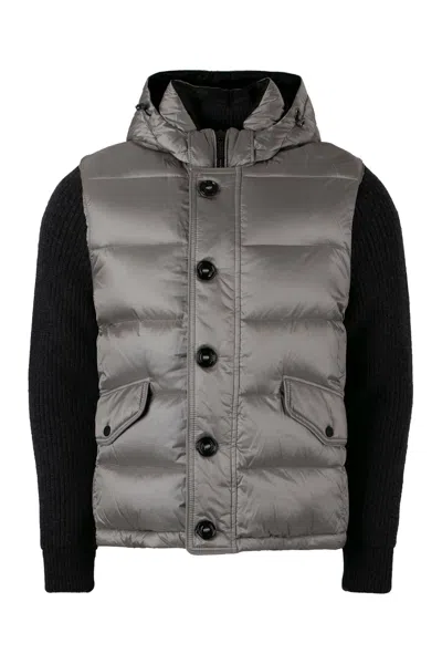 Moorer Foscolo Knitted Sleeves Padded Jacket In Grey