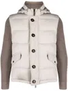Moorer Contrast-sleeve Padded Jacket In Beige