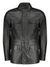 Moorer Four-pocket Drawstring Leather Jacket In Black