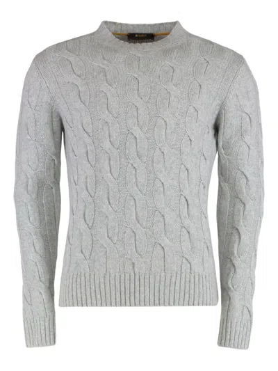 Moorer Frankie Cable-knit Sweater In Gray