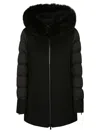 Moorer Medium-length Fresia Down Jacket With Hood And Fur In Nero