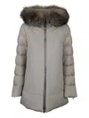 Moorer Quilted Down Jacket Detachable Hood In Gray