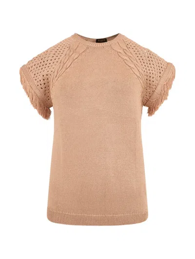 Moorer Fringe-trimmed Cable-knit Sweater In Neutral