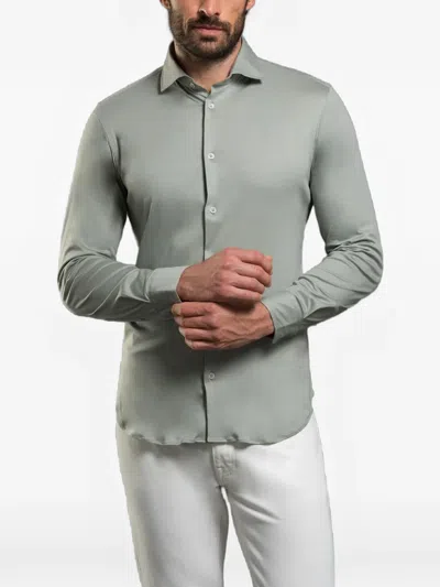 Moorer Front-botton Shirt In Green