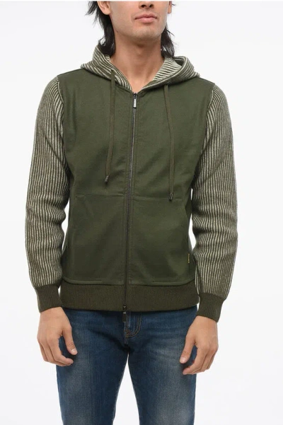 Moorer Full-zip Truman Sweater With Hood In Green