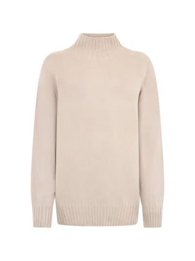 Moorer Funnel-neck Sweater In Brown