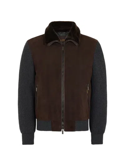 Moorer Fur-collar Bomber Jacket In Brown