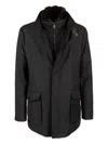 Moorer High Collar Jacket Front Pockets In Black