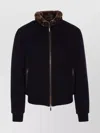 Moorer Padded Fleece Zip-up Jacket With Detachable Faux-fur Collar In Brown