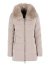 Moorer Fur-collar Quilted Coat In Neutral