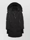 Moorer Fur Trim Hooded Long Quilted Ribbed In Black