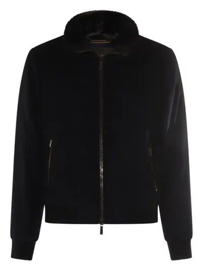 Moorer Dark Grey Wool Bellati Casual Jacket In Black