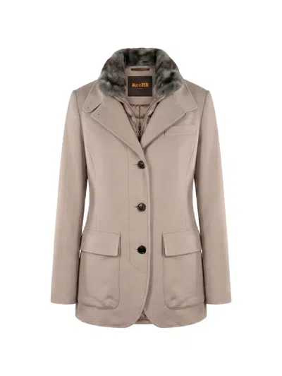 Moorer Fur-trim Gilet-insert Jacket In 뉴트럴