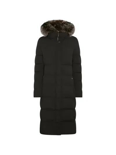 Moorer Fur-trim Hooded Coat In Black