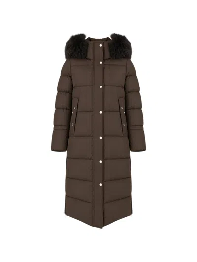 Moorer Fur-trim Hooded Puffer Jacket In Brown