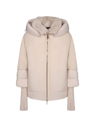 Moorer Fur-trimmed Hooded Jacket In Nude