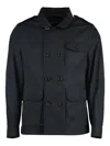 Moorer Double-breasted Gabardine Jacket In Blue