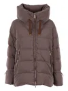 Moorer Gadia Hooded Puffer Jacket In Brown