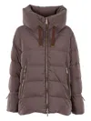 Moorer Gadia Hooded Puffer Jacket In Brown