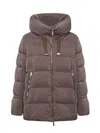 Moorer Gadia Hooded Puffer Jacket In Brown