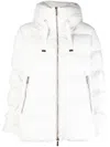 Moorer Hooded Padded Coat With Side Zip Pockets In White